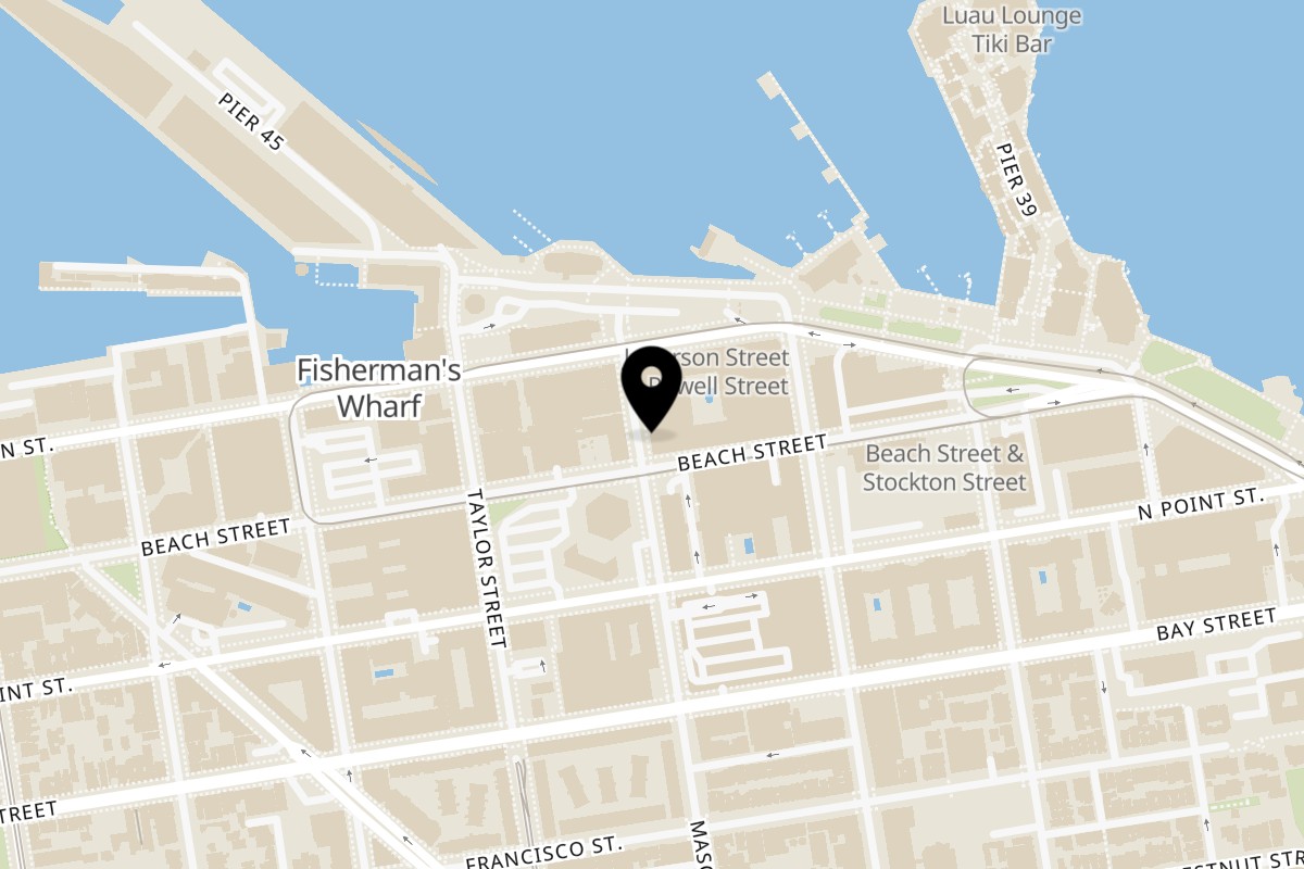 Map showing the location of KAYMA on 2640 Mason St in San Francisco